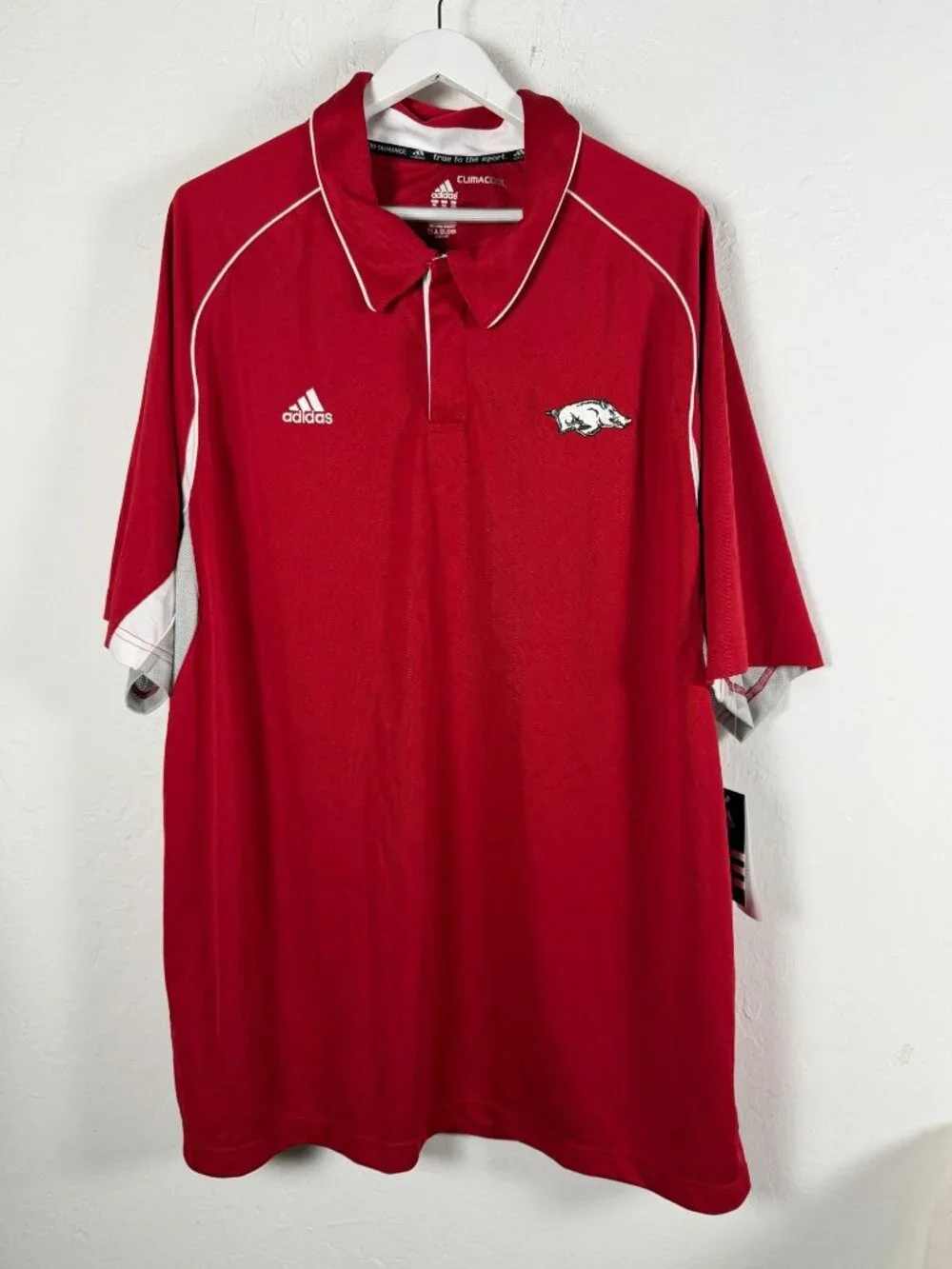 Adidas Climacool Arkansas Razorbacks Embroidered Polo Shirt Mens 4XL Red New